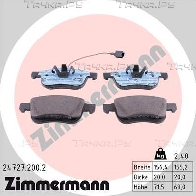 Тормозные колодки Zimmermann. Артикул 24727.200.2