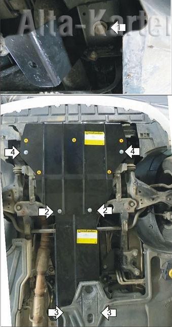 Защита Мотодор для двигателя, КПП Mercedes-Benz Vito W447 2014-2024. Артикул 01233