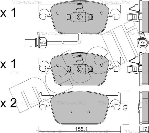 Тормозные колодки Metelli передние для Audi A4 V (B9) 2015-2026. Артикул 22-1125-0