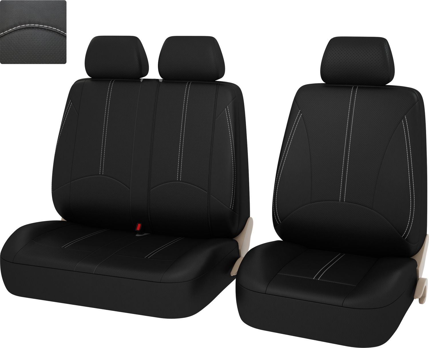 Чехлы универсальные PSV Imperial Next TRANSIT на сидения, цвет Черный/отстрочка белая. Артикул 124783