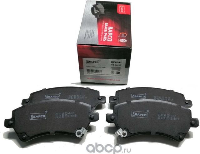 Колодки тормозные дисковые пер. TOYOTA COROLLA (_E12_) 02-07 (Bapco) Bapco. Артикул BP0542