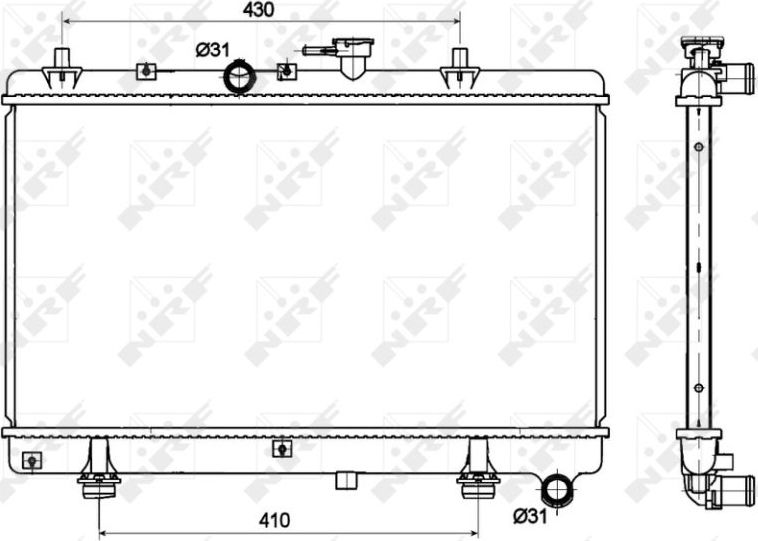 Радиатор охлаждения двигателя NRF (алюминий). Артикул 53121