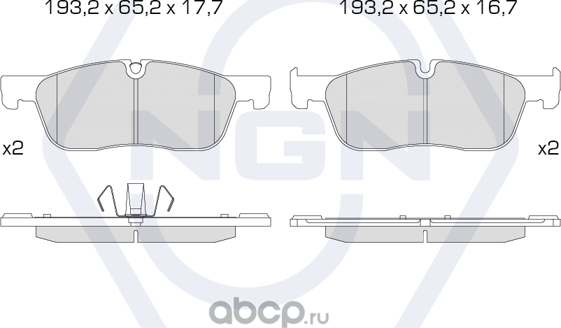 Колодки тормозные керамические, передние (NGN). Артикул 3502588