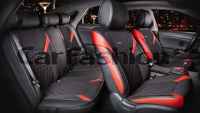 Накидки универсальные CarFashion Sting Plus для авто, цвет Красный/Черный. Артикул 22363