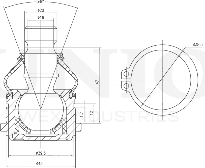 Опора шаровая (Unio). Артикул SSP-20060