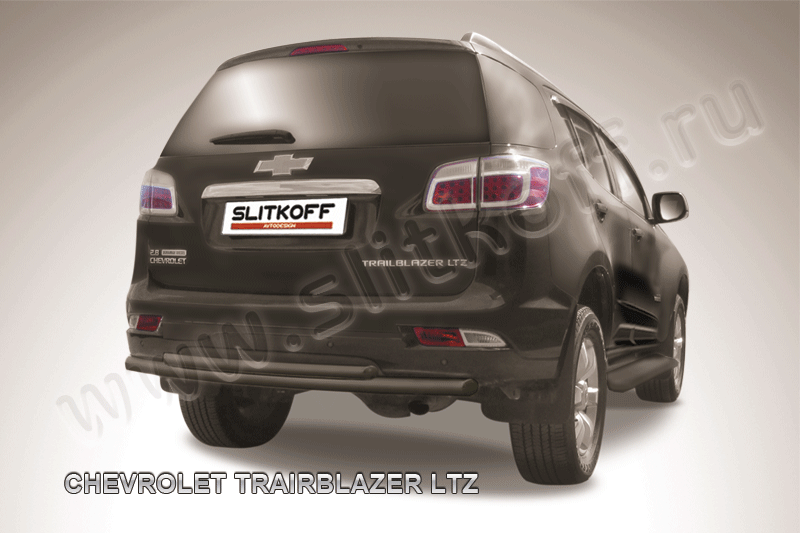 Защита Slitkoff заднего бампера d57/42 двойная ЧЕРНАЯ матовая для Chevrolet TrailBlazer II 2012-2016. Артикул CHTB12-012B