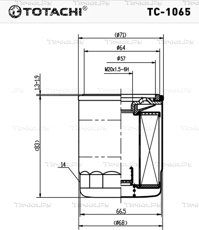 Фильтр масляный TOTACHI TC-1065 C-415 8-93156-750-0 Totachi. Артикул TC1065