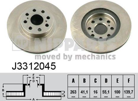 Тормозной диск Nipparts задний для Toyota MR2 III (W30) 1999-2007. Артикул J3312045