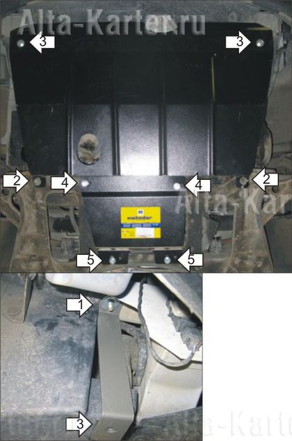 Защита Мотодор для картера, КПП Chrysler Voyager IV 2001-2007. Артикул 00306
