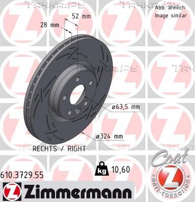 Тормозной диск Zimmermann Black Z. Артикул 610.3729.55