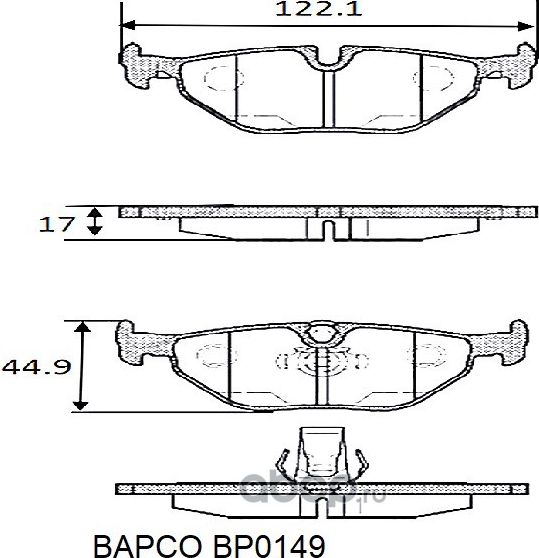 Колодки тормозные дисковые BP0149 задние, комплект, (Bapco) Bapco. Артикул BP0149