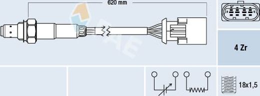 Лямбда-зонд (кислородный датчик) FAE для MINI Cabrio I (R52) 2004-2008. Артикул 77396