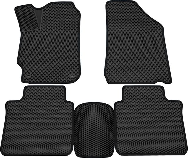 Коврики Rezkon 3D EVA ромб резиновые для салона Toyota Camry 50, 55 (V50, V55, XV50, XV55) рестайлинг 2014-2017 Черный кант. Артикул 9234010201