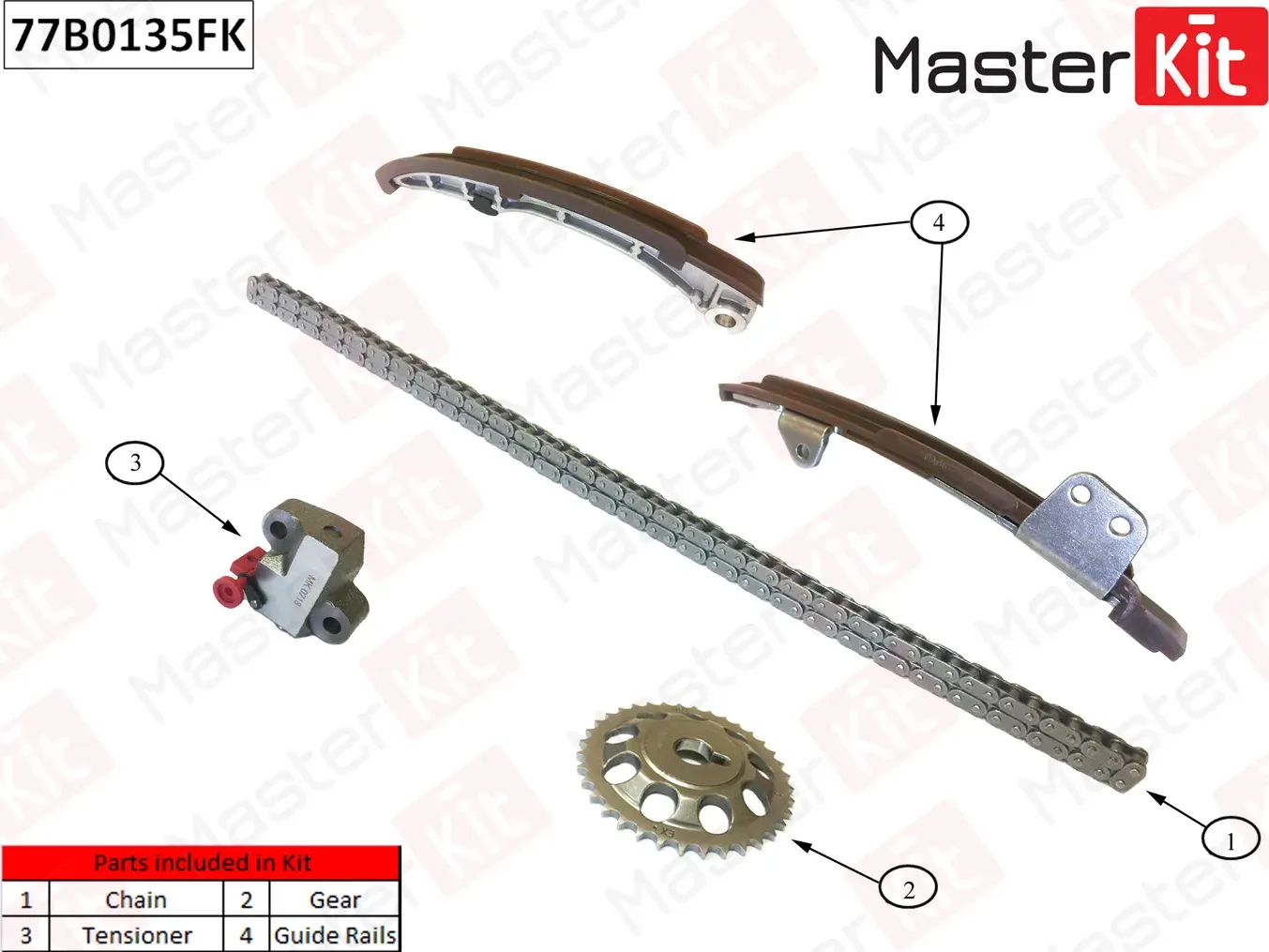 77B0135FK Комплект цепи ГРМ Toyota Echo/Porte/Premio/Vios/Yaris 02-14 (Master KIT) Master KIT. Артикул 77b0135fk