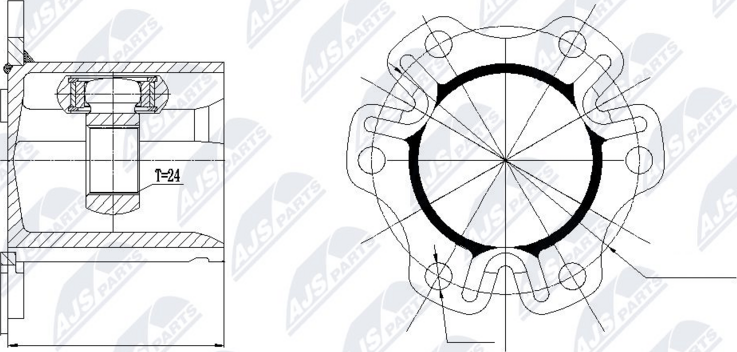 Полуось (привод в сборе, приводной вал) NTY. Артикул NPW-AU-011