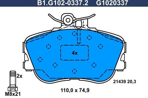 Тормозные колодки Galfer. Артикул B1.G102-0337.2