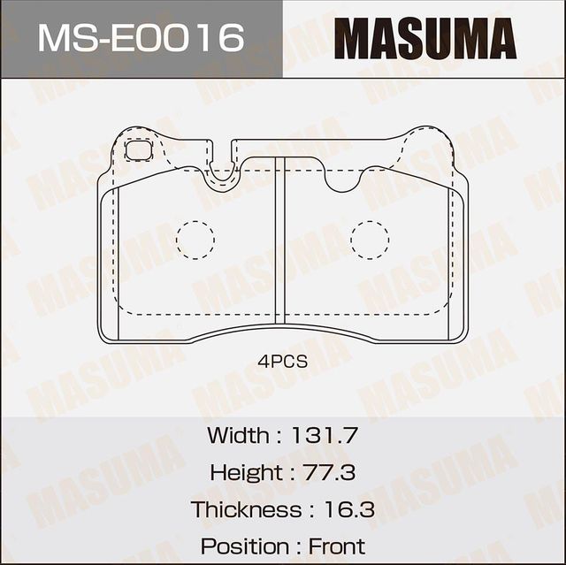 Тормозные колодки Masuma. Артикул MS-E0016