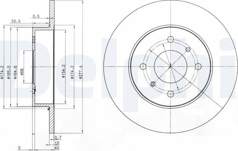 Тормозной диск Delphi. Артикул BG3764