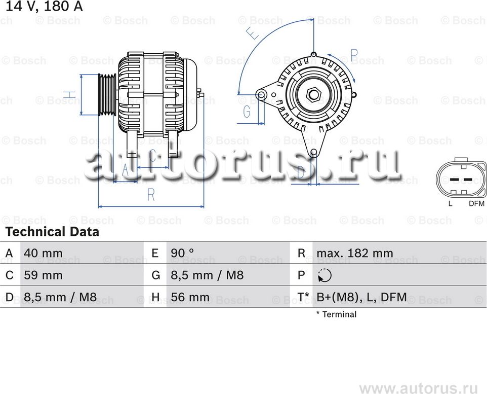 Генератор VAG .6-2.0 TDI/FSI 140A (Bosch). Артикул 0986045340
