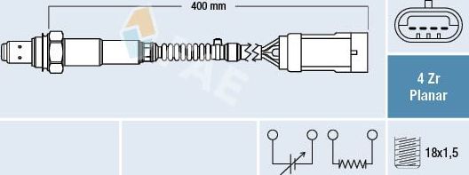 Лямбда-зонд (кислородный датчик) FAE. Артикул 77206