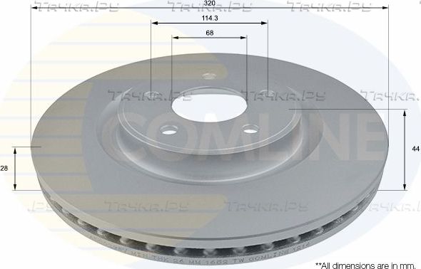 Тормозной диск Comline COATED передний для Nissan X-Trail T32 2013-2026. Артикул ADC0298V
