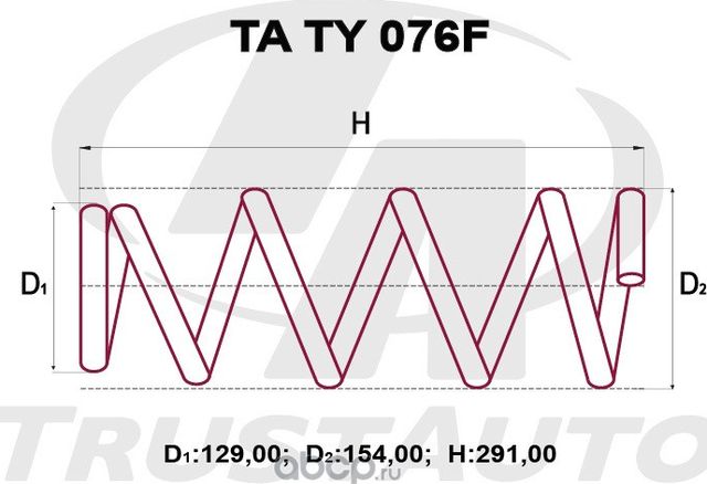 Пружина подвески усиленная () (Trustauto). Артикул TATY076F
