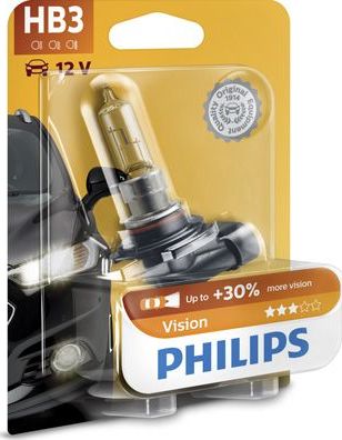 HB3 12V- 65W (P20d) ( +30% света) Vision (Premium) блистер (1шт.) Philips Vision. Артикул 9005PRB1