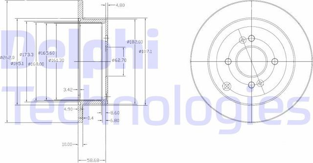 Тормозной диск Delphi задний для Kia Rio II 2005-2011. Артикул BG4097