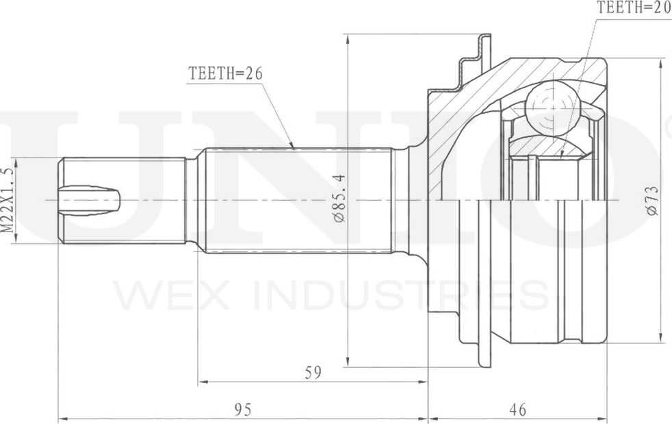 ШРУС наружный (Unio). Артикул CVJ-20185