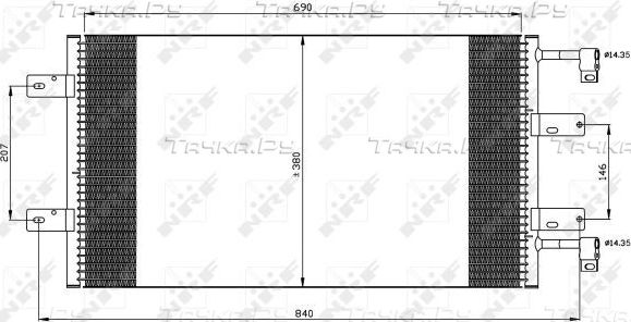 Радиатор кондиционера (конденсатор) NRF (алюминий). Артикул 35505