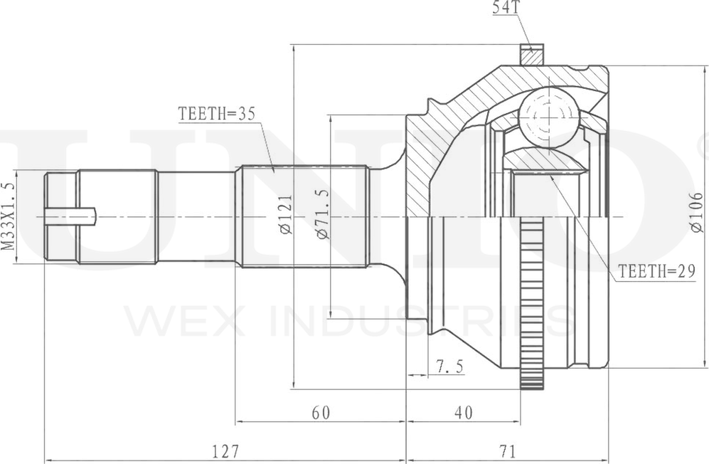 ШРУС наружный (Unio). Артикул CVJ-20077