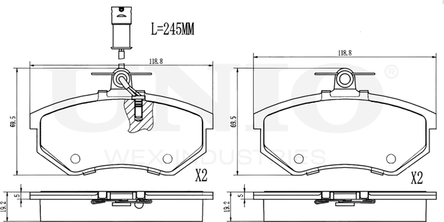 Колодки тормозные диск. передние с датчиком Chery Tiggo (T11) 05- (Unio). Артикул BRP-20373