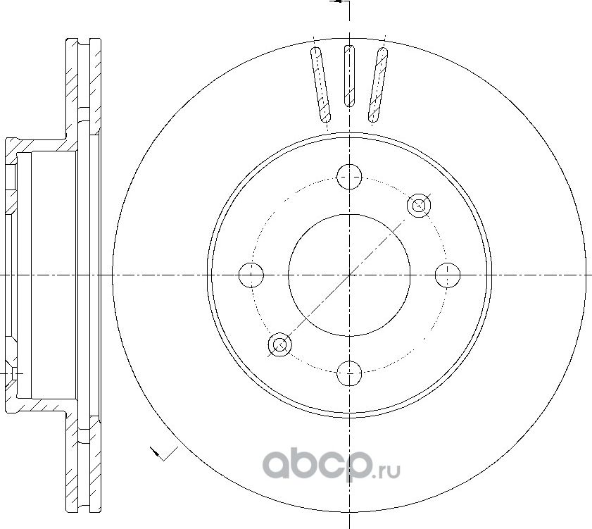 Диск тормозной вентилируемый (G-Brake). Артикул GR20365