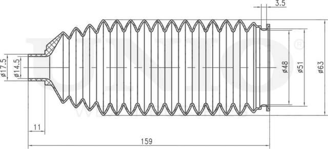 Пыльник рулевой рейки (Unio). Артикул DUC-20017