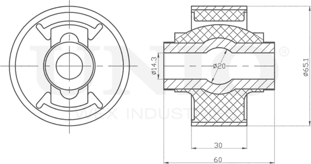 Сайлентблок рычага подвески (Unio). Артикул RMP-20408