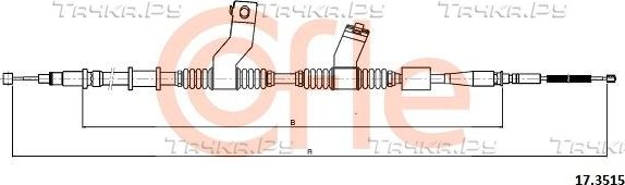Трос ручника (тросик ручного тормоза) Cofle задний левый для Chevrolet Lacetti 2003-2013. Артикул 92.17.3515