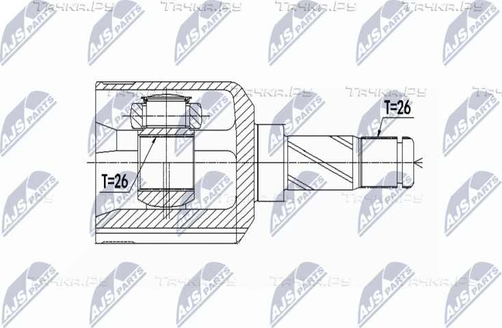 Шрус внутренний (граната) NTY передний левый для Volvo C30 I 2006-2012. Артикул NPW-VV-069