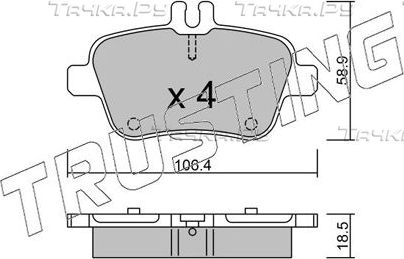 Тормозные колодки Trusting задние для Mercedes-Benz A-Класс III (W176) 2012-2018. Артикул 982.0