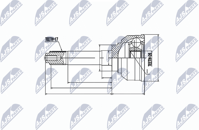 Шрус внутренний (граната) NTY передний для Isuzu Trooper II 1991-1998. Артикул NPZ-IS-002