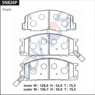 Тормозные колодки Advics передние для Toyota Lite Ace III 1989-1992. Артикул SN826P
