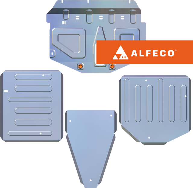 Защита алюминиевая Alfeco (4мм) для картера, КПП, редуктора и топливных баков Haval Dargo 4WD 2022-2026. Артикул ALF.55.10 AL4