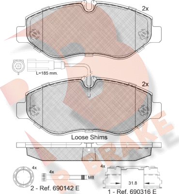 Тормозные колодки R Brake. Артикул RB1846-066