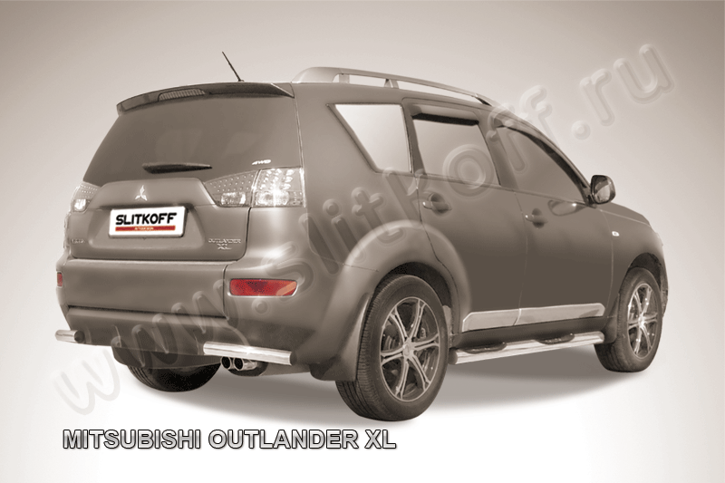 Защита Slitkoff задняя d57 уголки для Mitsubishi Outlander XL 2006-2010. Артикул MXL012