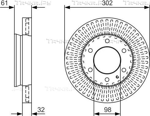 Тормозной диск Bosch передний для Ford Ranger III 2011-2015. Артикул 0 986 479 V32