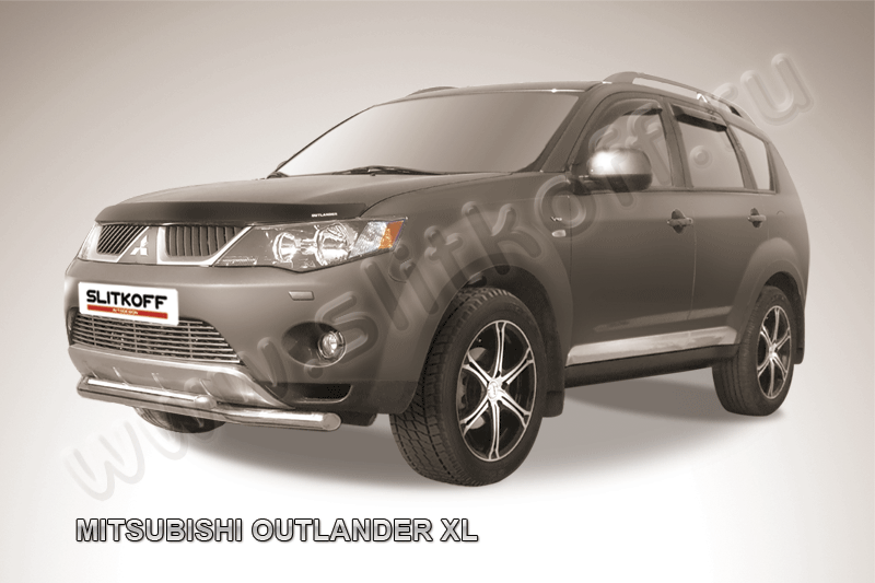 Защита Slitkoff переднего бампера d57/42 двойная для Mitsubishi Outlander XL 2006-2010. Артикул MXL006
