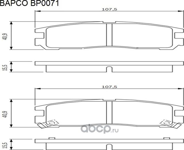 Колодки тормозные дисковые зад. CHRYSLER SEBRING (JR) 01-07 MITSUBISH (Bapco). Артикул BP0071