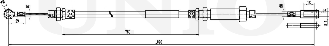 Трос ручного тормоза (Unio). Артикул CAB-60049