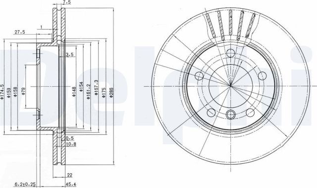 Тормозной диск Delphi. Артикул BG2623C