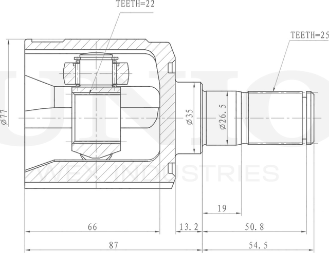 ШРУС внутренний (Unio). Артикул CVJ-30003