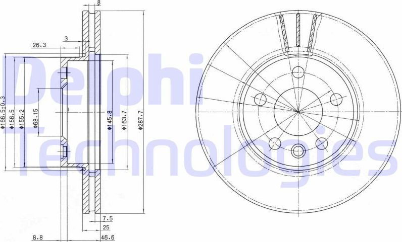 Тормозной диск Delphi. Артикул BG3025